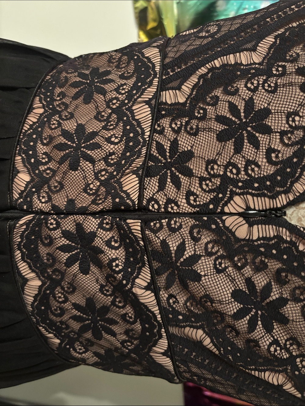 Jessica Howard Black Lace Dress with Nude Lining - Picture 5 of 6